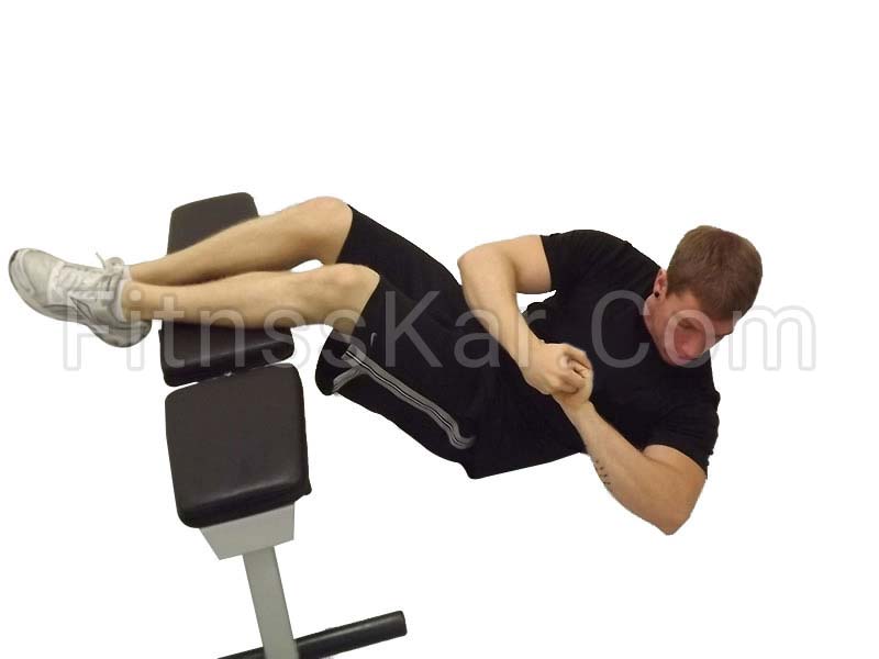 شکم کرانچ چرخشی با نیمکت - تصویر 1