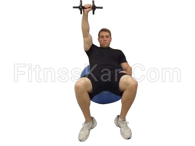 پرس بالاسینه دمبل تک روی توپ ورزشی - تصویر 2